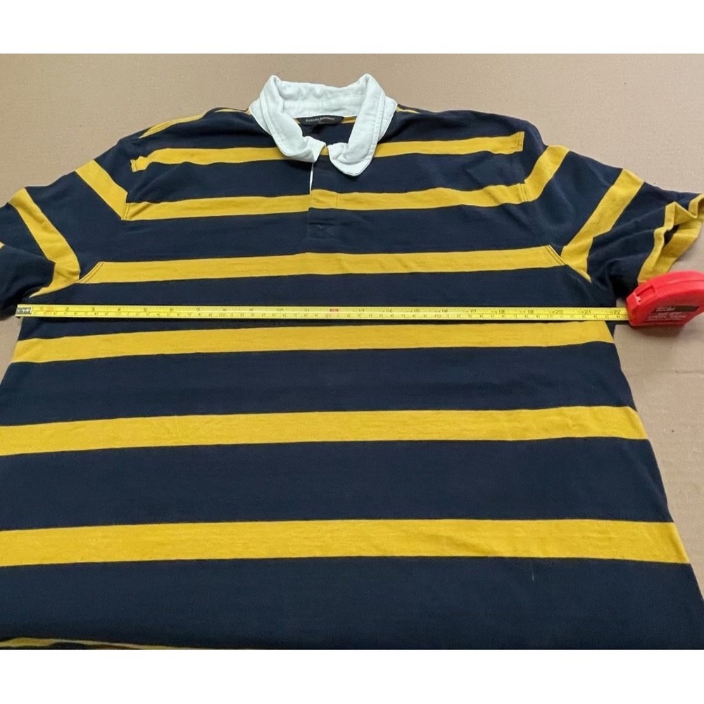 Banana Republic Men's Large Short Sleeved‎ Rugby Polo Navy/Yellow Preppy - Picture 6 of 10